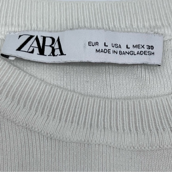 Zara Cream Ribbed Knit Top - Picture 2 of 6